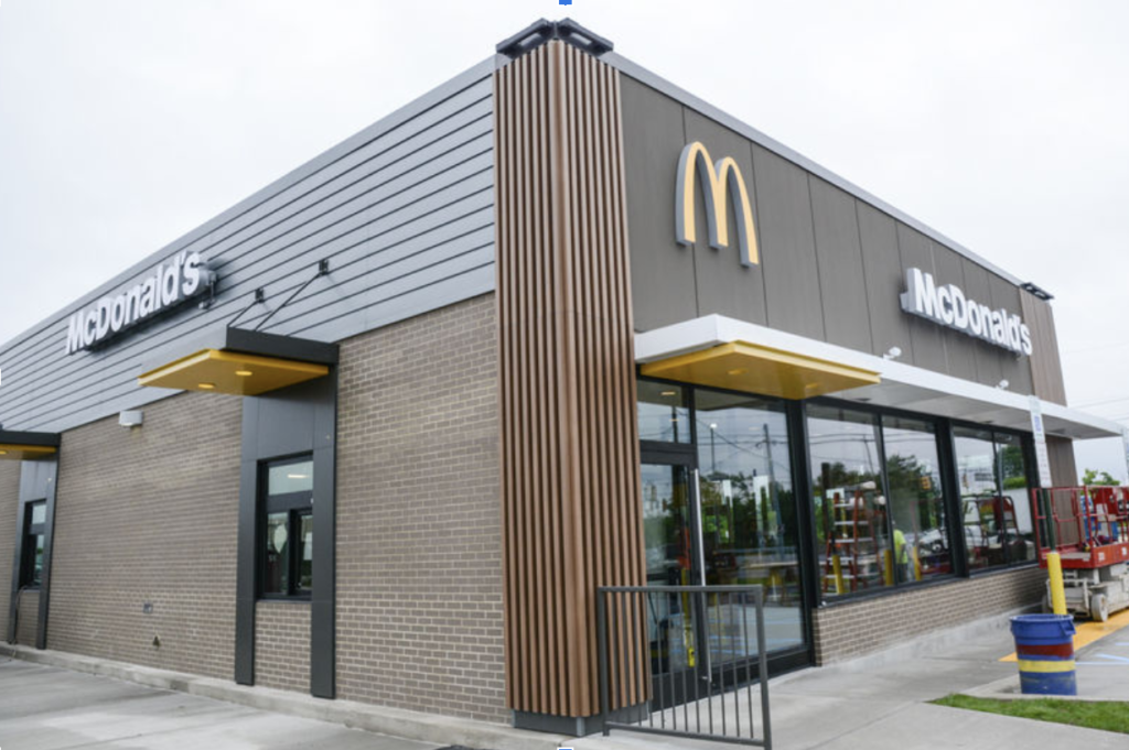 Exterior view of the McDonald's restaurant in Lewisburg, Pennsylvania.